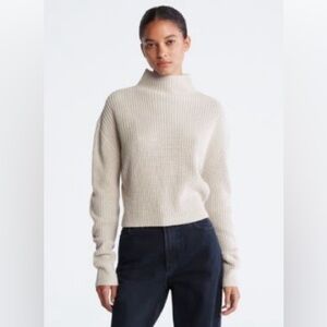 Calvin Klein OUT OF STUCK Ribbed Elbow Patch Mock Neck Sweater. Worn only once